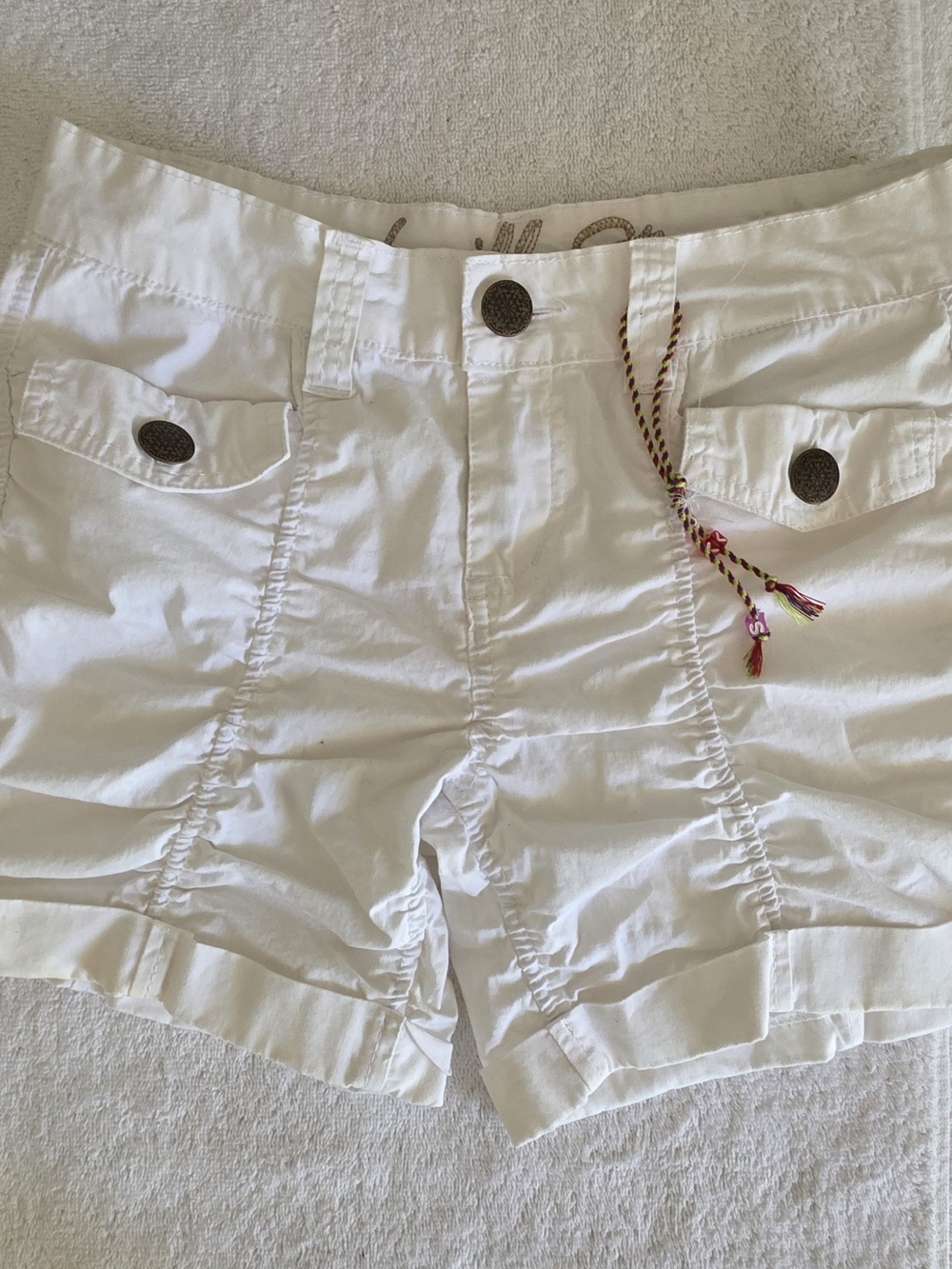 Vintage Y2K Vanilla Star White Ruched Cargo Shorts Low Rise